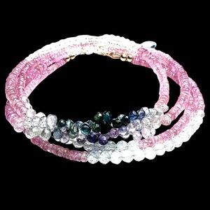 14K Gold Gemstone Wrap Bracelet Necklace: Moonstone, Sapphire, Aquamarine